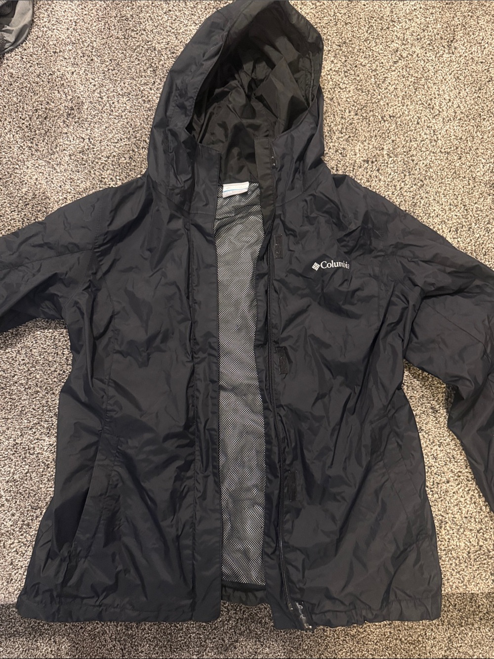 Columbia Kids Black Hooded Raincoat with Mesh Lining